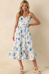 Means Something To Me Blue Floral Print Rayon Maxi Dress