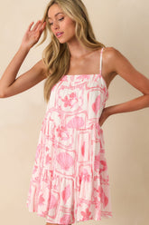 MINKPINK Pink Tropical Print Bria Tiered Mini Dress
