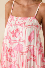 MINKPINK Pink Tropical Print Bria Tiered Mini Dress