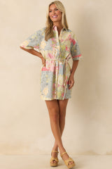 MINKPINK Multi Patchwork Aurora Mini Shirt Dress