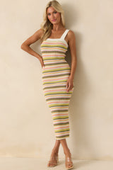 MINKPINK Multi Amelia Knit Stripe Midi Dress
