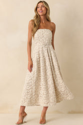 Still The One For You Ivory Cotton Lace Strapless Midi Dress