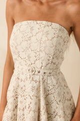Still The One For You Ivory Cotton Lace Strapless Midi Dress