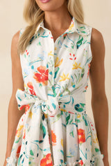 Prosperina Poppie Multi Floral Print Cotton Mini Dress