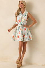 Prosperina Poppie Multi Floral Print Cotton Mini Dress