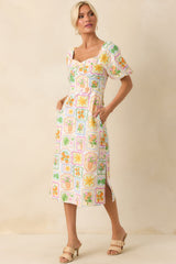 Prosperina Fancy Multi Print Cotton Reversible Midi Dress