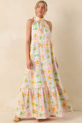 Prosperina Rebecca Multi Print Cotton Reversible Maxi Dress