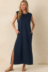 Between Now And Then Navy Cotton Sleeveless Maxi Dress