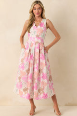 Soft Spot For You Pink Abstract Floral Print Maxi Dress