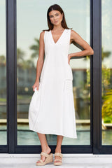 Only Goes Up From Here Ivory Linen Blend Sleeveless Maxi Dress