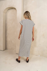 Esme Striped Maxi Dress in Black