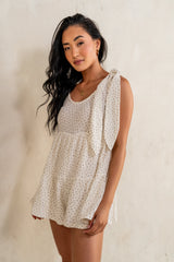 Mary Floral Knit Romper in Ivory