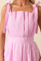 Sloane Peony Pink Stripe Cotton Midi Dress