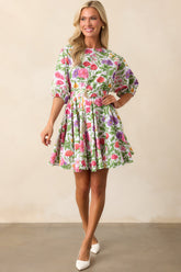 Fallon Secret Garden Floral Cotton Swing Dress