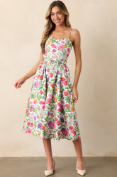Lauren Secret Garden Floral Belted Cotton Midi Dress