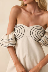 Left An Impression Natural Linen Blend Off The Shoulder Mini Dress