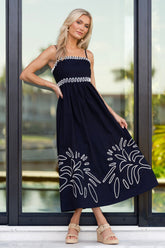Makes Perfect Sense Black Cotton Embroidered Maxi Dress