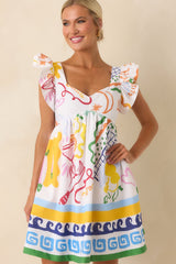 Prosperina Alaina Multi Print Linen Blend Mini Dress