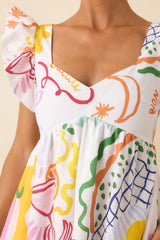 Prosperina Alaina Multi Print Linen Blend Mini Dress