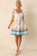 Prosperina Alaina Multi Print Linen Blend Mini Dress