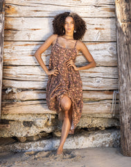 Jacey Textured Dress: Rum Floral