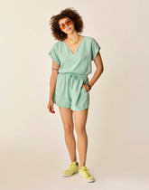Sophie Linen Romper: Haze Chambray