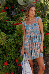 Shawn Floral Mini Dress in Teal
