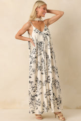 Nothing Ever Changed Ivory & Black Print Satin Maxi Dress
