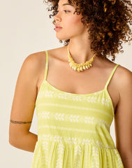 Jacey Textured Dress: Limeade Embroidered