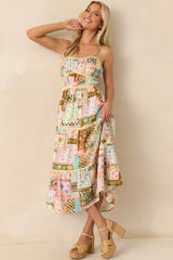 Had To Have It Light Green Multi Patchwork Linen Blend Maxi Dress
