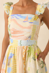 Prosperina Nicola Multi Print Cotton Midi Dress