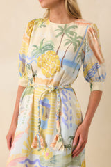 Prosperina Brynne Multi Print Cotton Midi Dress