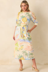 Prosperina Brynne Multi Print Cotton Midi Dress