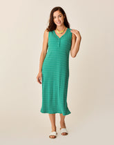 Elodie Rib Dress: Jade Stripe