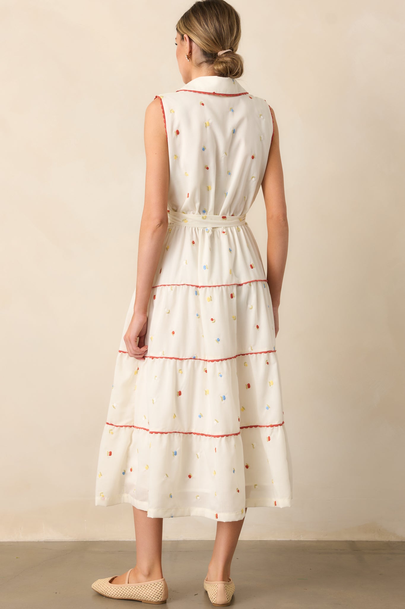 Sunlit Soirée Ivory Floral Collared Maxi Dress