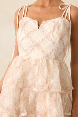 The Garden’s Secret Pink Floral Tiered Mini Dress