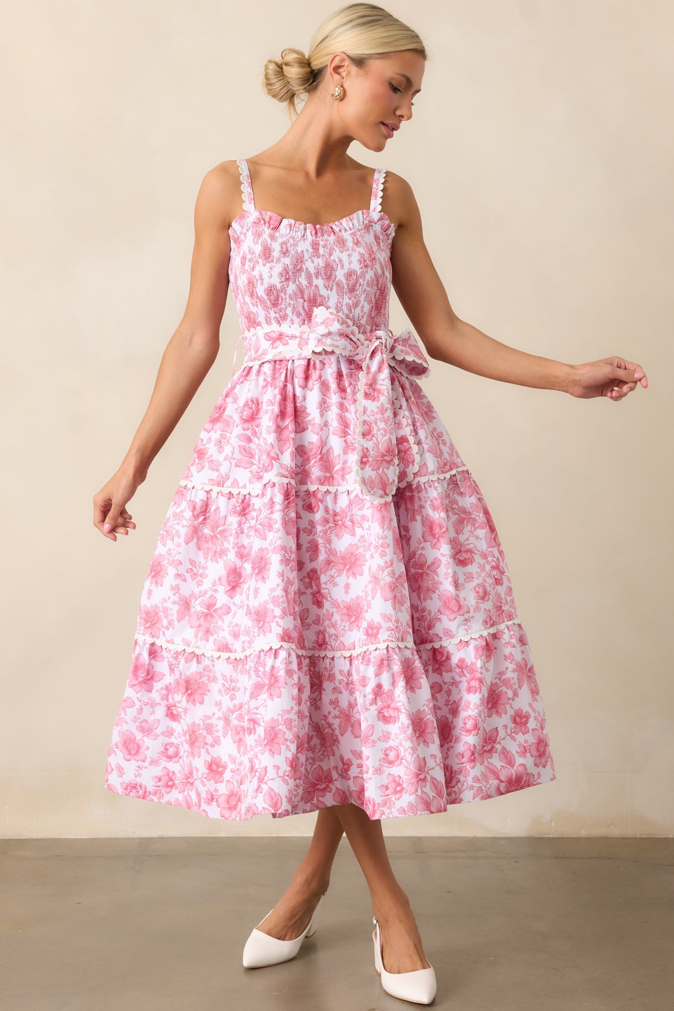 Darcy La France Dianthus Pink Floral Cotton Maxi Dress