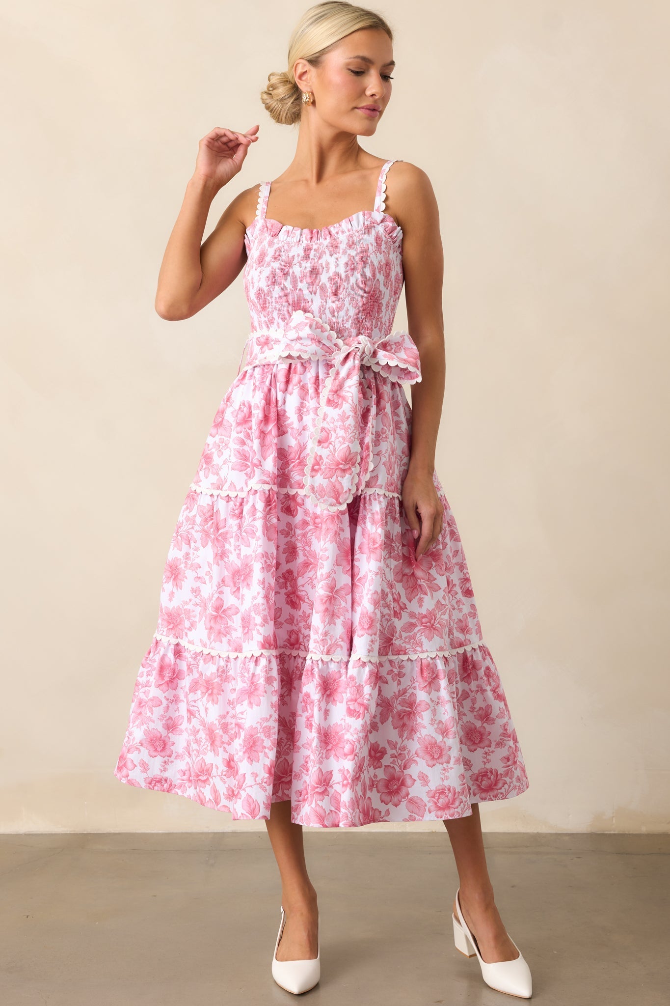 Darcy La France Dianthus Pink Floral Cotton Maxi Dress