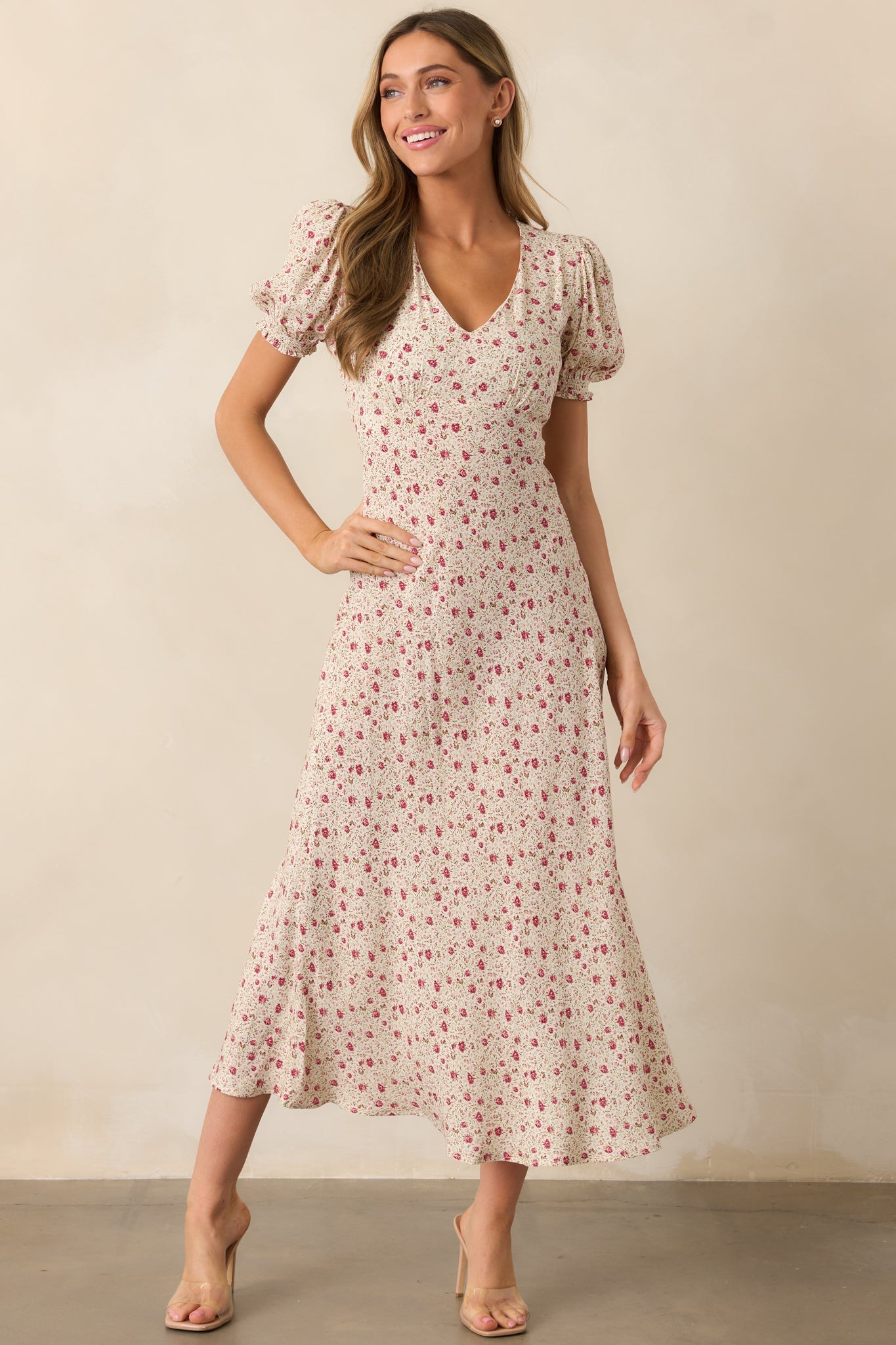 Where We Belong Dusty Pink Floral Short Sleeve Maxi Dress