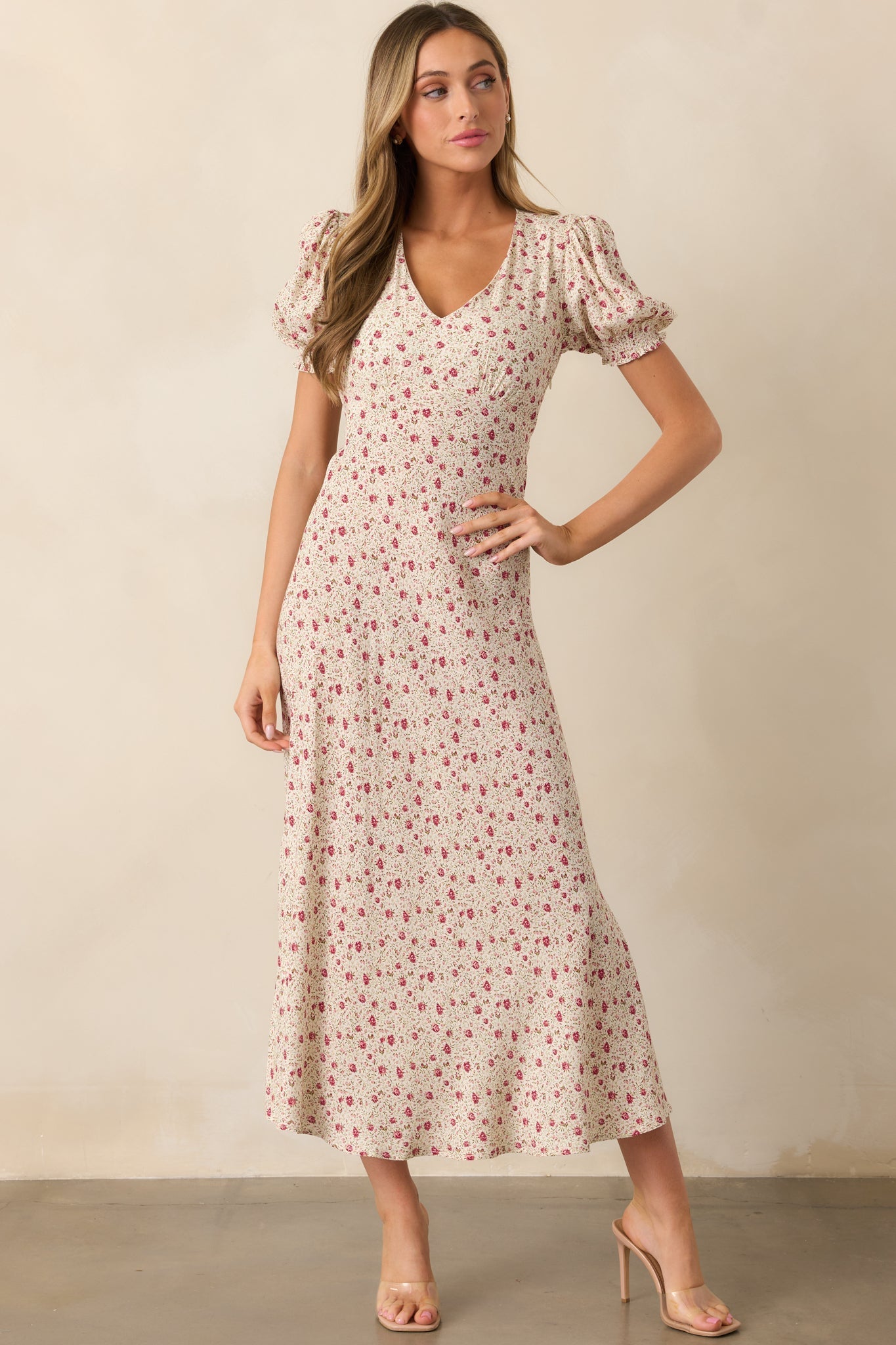 Where We Belong Dusty Pink Floral Short Sleeve Maxi Dress