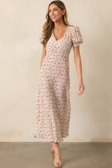 Where We Belong Dusty Pink Floral Short Sleeve Maxi Dress