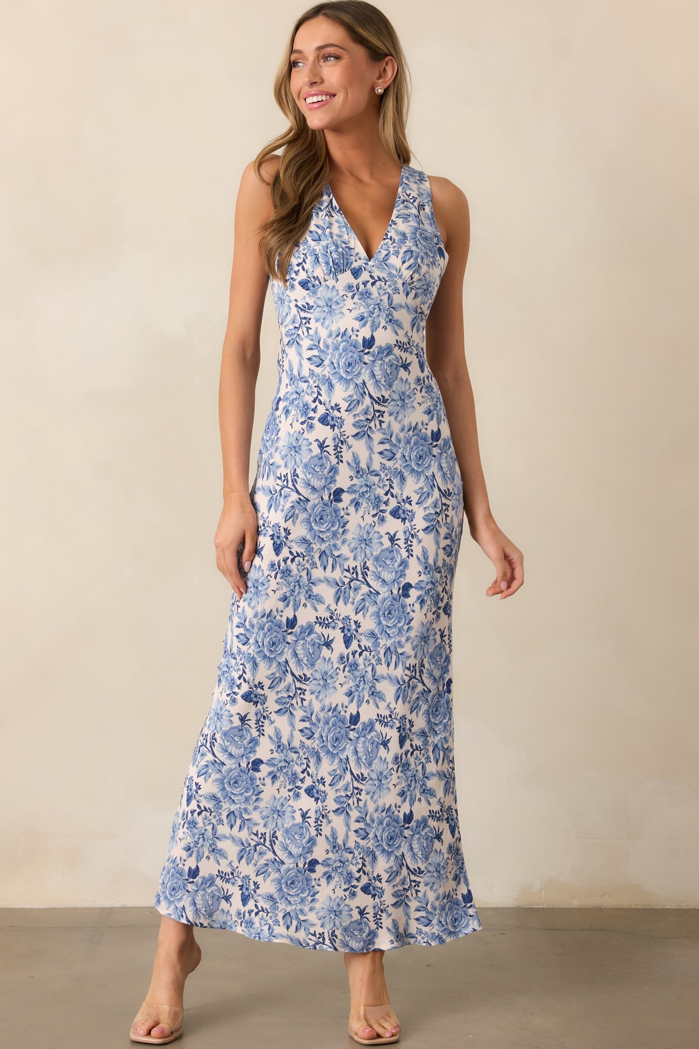 Catching Dreams Blue Floral Maxi Dress