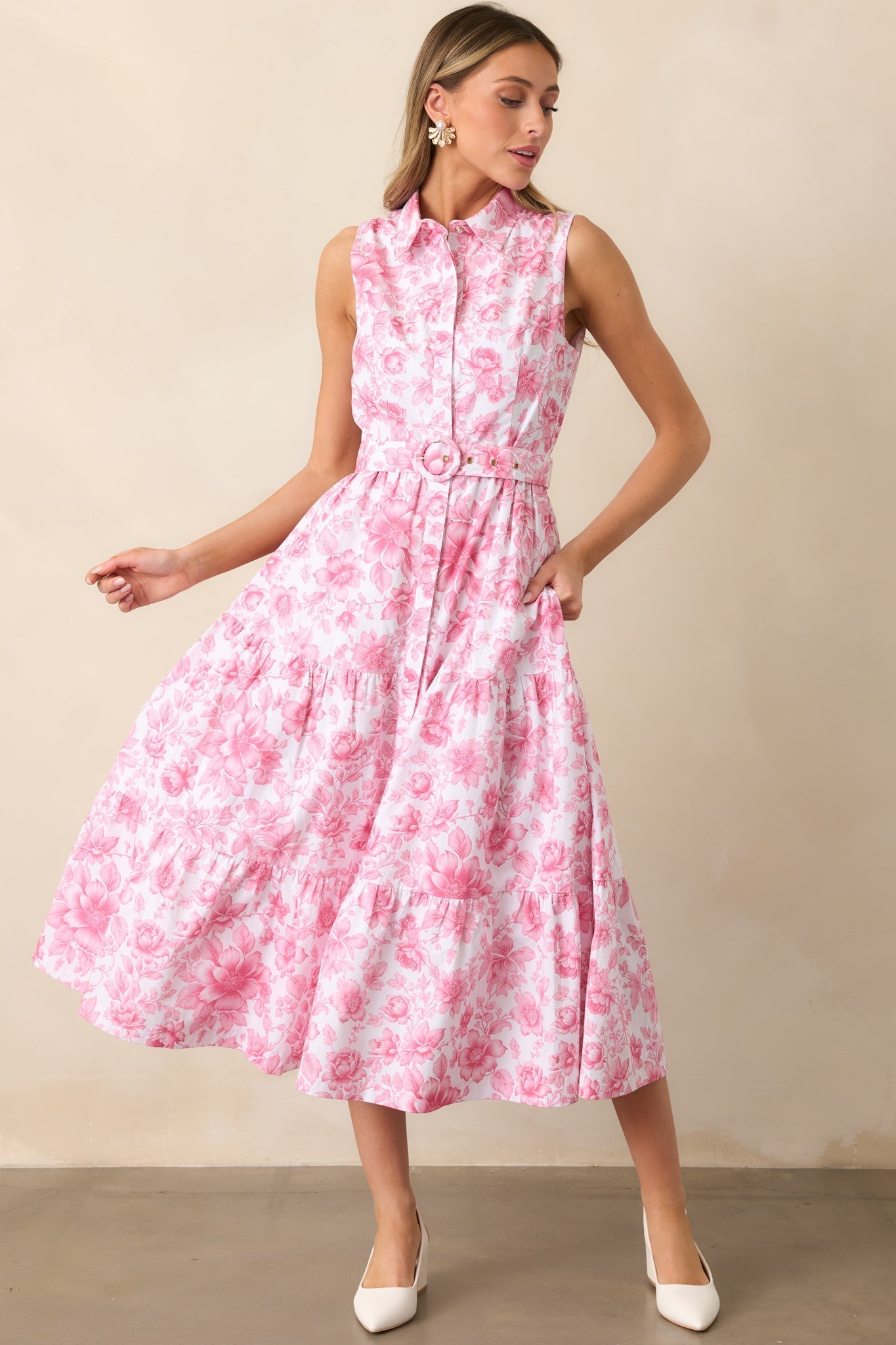 Cara La France Dianthus Pink Floral Cotton Maxi Dress