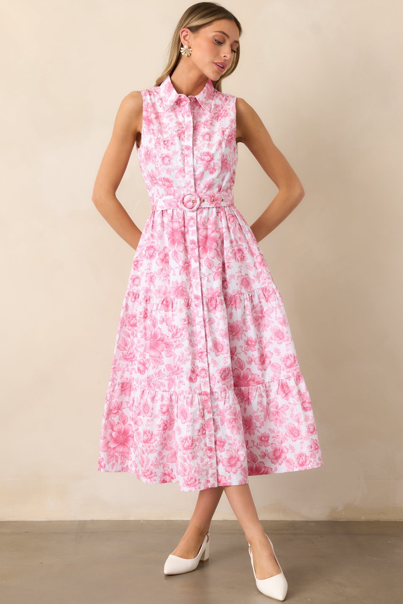 Cara La France Dianthus Pink Floral Cotton Maxi Dress