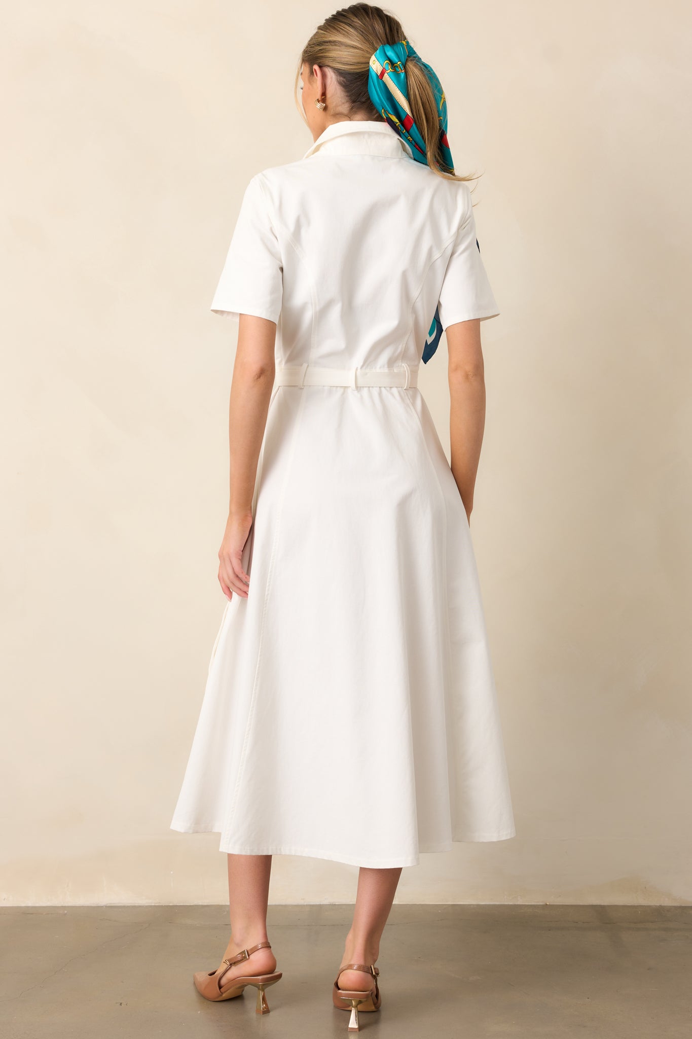 Making It Right White Cotton Belted Maxi Dress