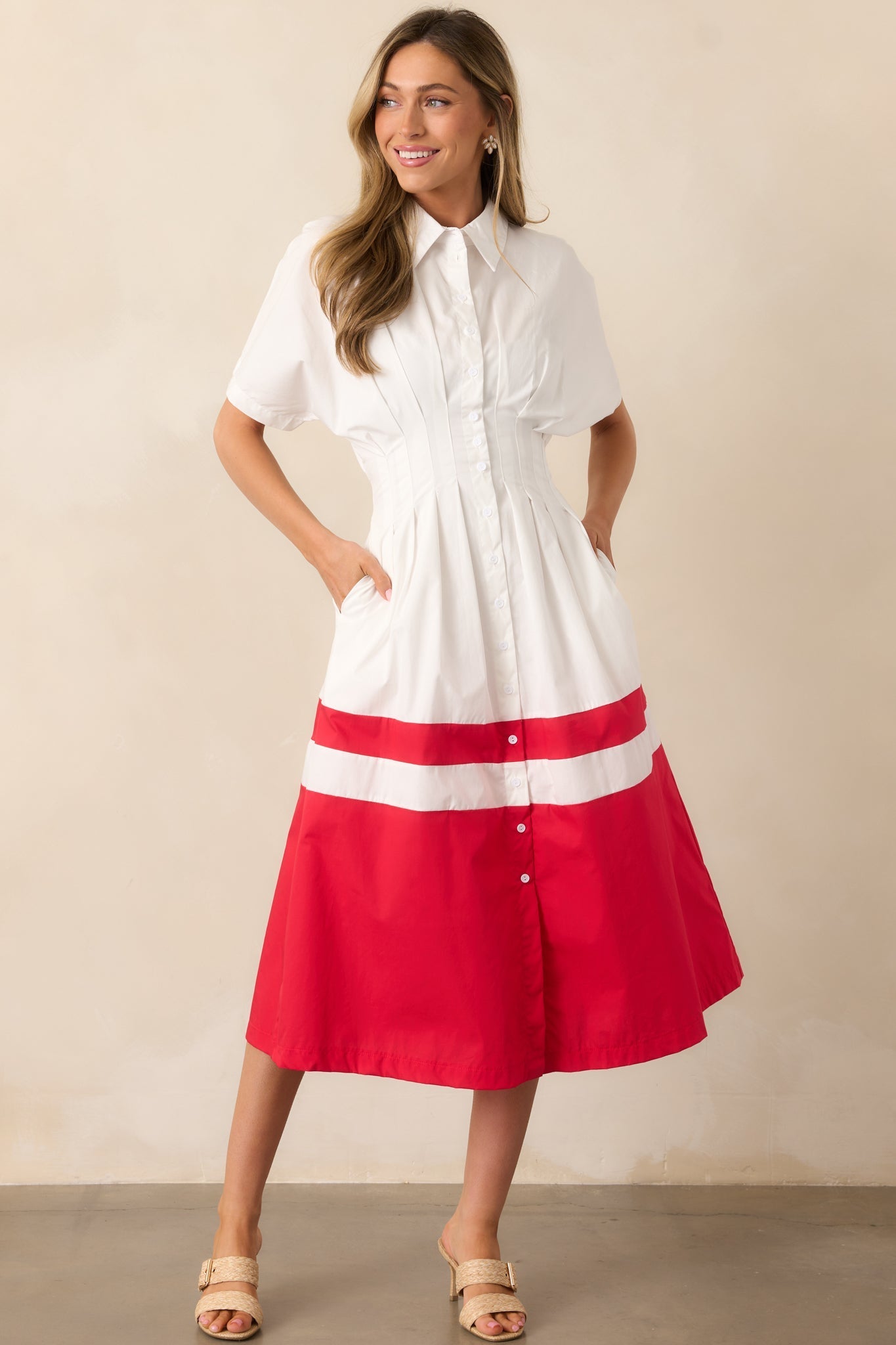 The Diner Downtown Ivory Cotton Maxi Shirt Dress