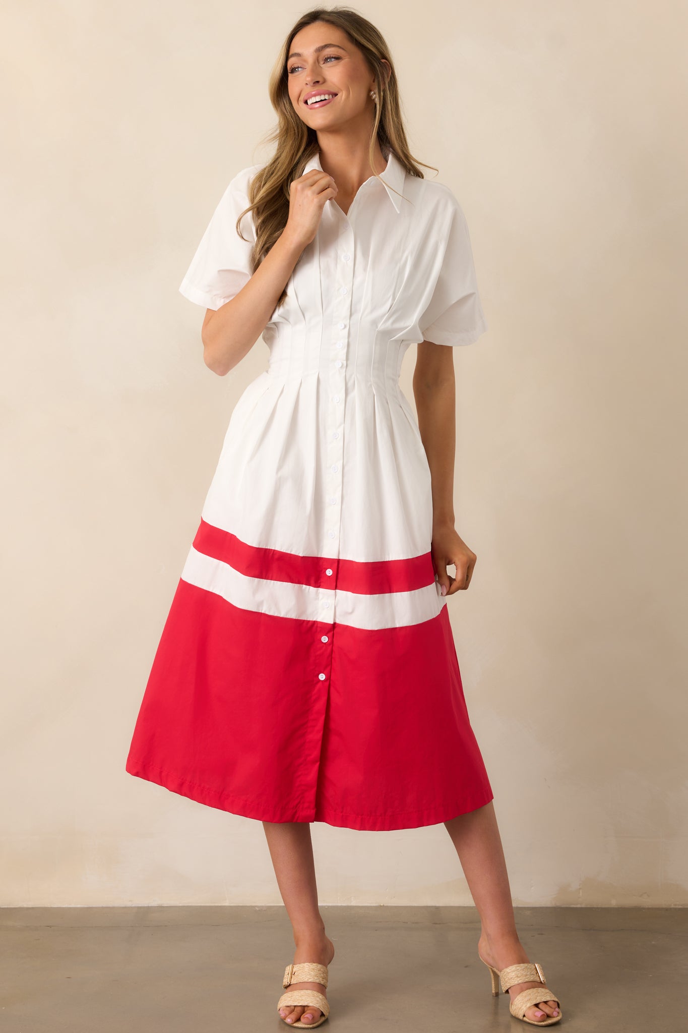 The Diner Downtown Ivory Cotton Maxi Shirt Dress