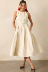 Young At Heart Ecru Belted Sleeveless Maxi Dress
