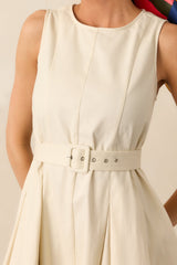 Young At Heart Ecru Belted Sleeveless Maxi Dress