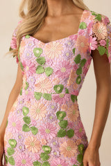 My Debut Lavender Embroidered Floral Midi Dress